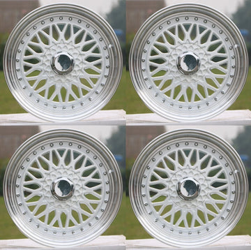 16" Wheels RS Style 16x7.5 4x114.3 / 4x100 +15 CB73.1 White Machined Rims Set 4