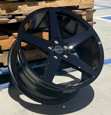 20x10 +40 5x112 Inovit Rotor Wheels 20" 5 Spoke Gloss Black Rims Set 4