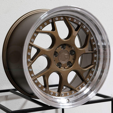 18x8.5 Aodhan DS01 Wheels 5x100 +35 Bronze Machined Lip 18 Inch Rims Set of 4