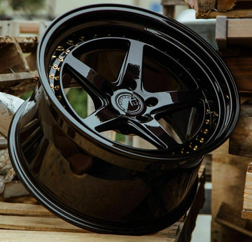 18x9.5 5x114.3 +15 Aodhan DS05 Gloss Black 18 Inch Wheels Set 4