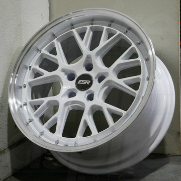18" ESR CS11 Wheels 18x8.5 5x112 +30 Gloss White Machined Lip Rims Set 4