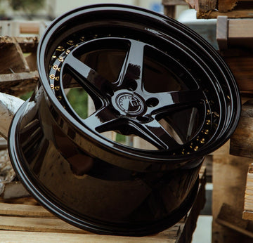 18x10.5 5x114.3 +22 Aodhan DS05 Gloss Black 18 Inch Concave Wheels Set 4 Rims