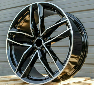 19" Wheels For Audi A4 A5 S5 Q5 Black Machined Face 19X8.5 5X112 +35 RIMS Set 4