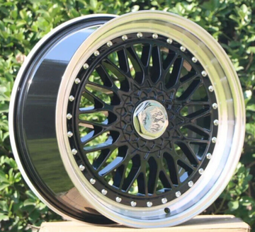 18" Wheels 18x8 18x9 +35 5x112/5x114.3 Black Machined Lip RS Style Rims Set 4