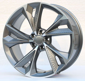 19x8.5 Wheels Gunmetal Machined Face 19" 5X112 +42 66.6 Rims Set 4