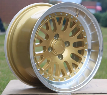 15" Gold Wheels LM20 Style 15x8 4x100 +0 CB73.1 Aggressive Fit Rims Set 4