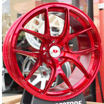 20" Red Wheels 20x8.5 +35 5x120 72.56 W005 Tuner Rims Set 4
