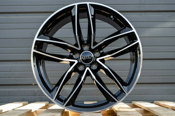 19X8.5 5X112 +35 Black Machined Wheel One Spare