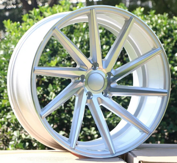 19" Wheels 19x8.5 19x9.5 +35 5x114.3 Tuner W013 Silver Machined Swirl Rims Set 4