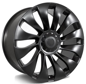 21" Wheels For Tesla Model Y 21x9 / 21x10 5x114.3 Uberturbine Matte Black Set 4