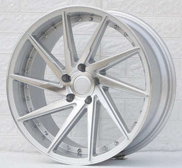 19" Wheels 19x8.5 / 19x9.5 +35 5x114.3 Staggered Silver Machined Rims Set 4
