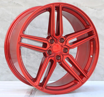 20" Red Staggered Wheels 20x9 / 20x10 +35 5x114.3 CB 73.1 Tuner Rims Set 4