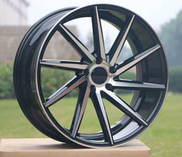 18" Wheels 18x8 +35 5x114.3 CB 73.1 Black Machined Rims Swirl W013 Set 4