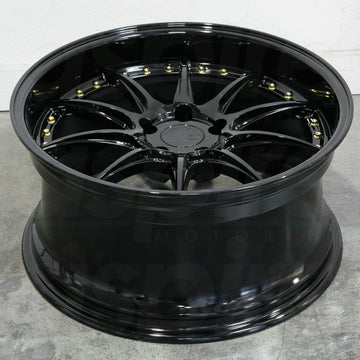 19x9.5 Aodhan DS07 Wheels 5x114.3 +22 Rims 19 Inch Set Gloss Black Gold Rivets
