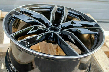 19X8.5 5X112 +35 Audi RS Style Black Machined Face Wheels Rims ( Set of 4 )