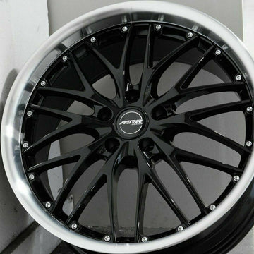 20" MRR GT1 Black Machined Lip Wheels 20x8.5 5x112 +25 Rims Set 4
