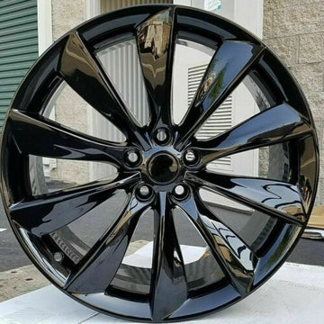 4 PCS 22" Turbine Style Gloss Black Wheels 22x9.0 5x120 Set Fit Tesla Model S X