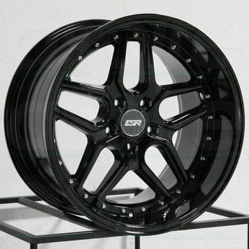 19 Inch ESR CS15 Gloss Black Wheels 19x9.5 +22 5x114.3 Rims Pair of Two