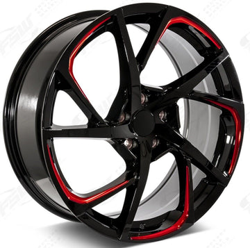20" HSX Style Black Red Milled Wheels Fits Honda Accord CRV Civic Rims Set of 4