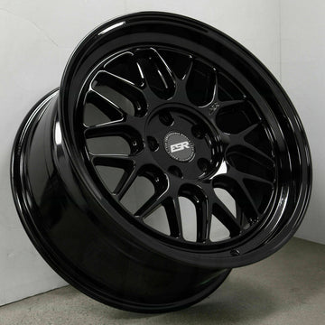 18x8.5 5x100 +30 ESR CR1 Wheels 18" Gloss Black Rims Set 4