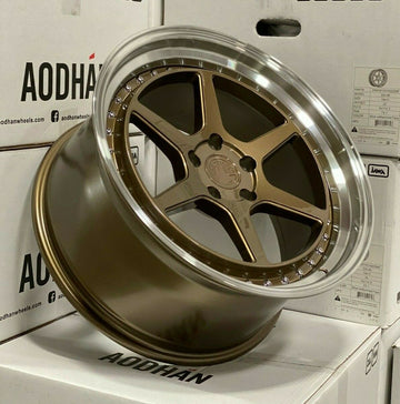 18x9.5 Aodhan DS09 Wheels 5x114.3 +22 Bronze Machined Lip Rims 18" Set 4