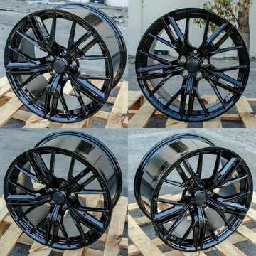 20 Gloss Black Wheels 20x10 +23 / 20x11 +43 Fit Chevrolet Camaro Chevy Set 4