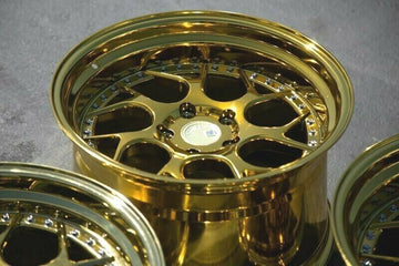 19x10.5 Aodhan DS01 5x120 +25 Vacuum Gold Chrome Rivets Wheels 19" Rims Set 4