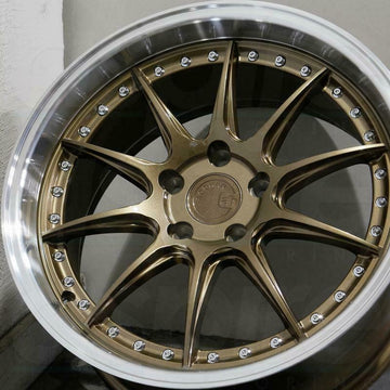 18x9.5 Bronze Machined Lip Wheels Aodhan DS07 5x114.3 +30 Rims 18 Inch Set 4