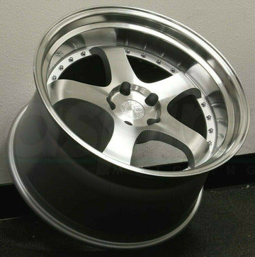 18x9.5 Silver Machined Lip Wheels Aodhan AH03 AH3 5x100 +35 Rims 18" (Set of 4)