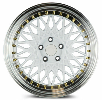 18x9.5 Aodhan AH05 AH5 5x114.3 +30 White With Machined Lip Wheels Rims Set (4)