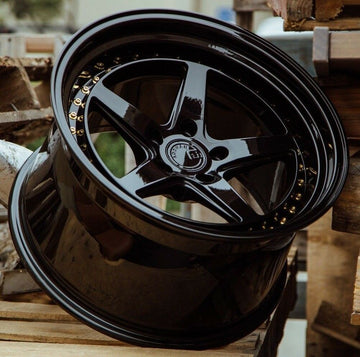19" AodHan DS05 Wheels 19x9.5 / 19x11 +15 5x114.3 Gloss Black Rims Set 4