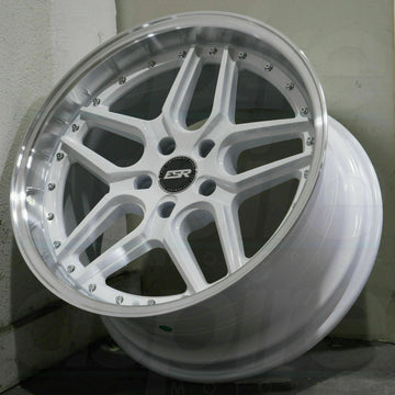 ESR CS15 Wheels 18x9.5 +35 5x100 Gloss White Machined Lip 18 Inch Rims Set 4