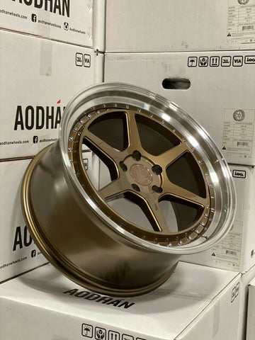 18x9.5 Bronze Machined Lip Wheels Aodhan DS09 5x100 +35 Rims 18" Set 4