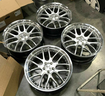 19x8.5 MRR GT7 Silver Polished Lip Wheels 19" 5x112 +35 Rims Set 4