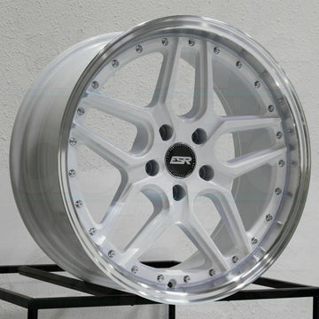 ESR CS15 Wheels 18x8.5 +30 5x100 Gloss White Machined Lip 18 Inch Rims Set 4