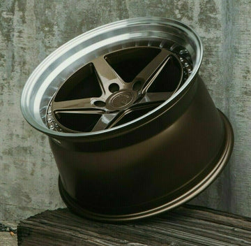 19" AodHan DS05 Wheels 19x9.5 / 19x11 +15 5x114.3 Bronze Machined Lip Rims Set 4