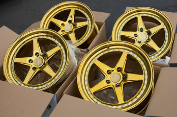 18x8.5 +35 5x100 DS05 Vacuum Gold Chrome 18" Aodhan Wheels Rims (Set 4)