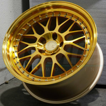 18x9.5 Aodhan AH02 Wheels Gold Machined Face 5x100 +30 Rims 18 Inch Set 4