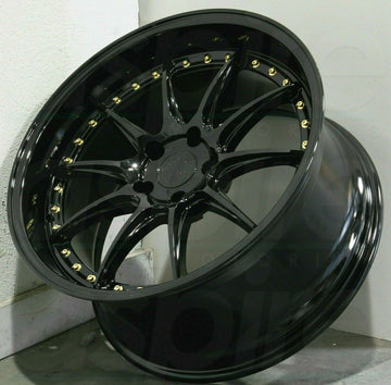 18x10.5 Gloss Black Wheels Aodhan DS07 DS7 5x114.3 +15 Rims 18 Inch Rims Set 4