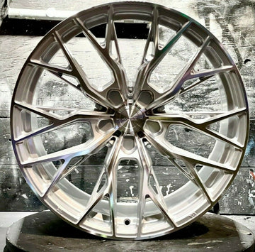 19x8.5 5x112 +25 MRR GF5 Wheels Silver Machined 19" Ground Force Rims Set 4