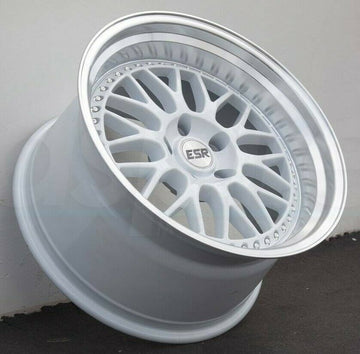 18 Inch ESR SR01 White With Machined Lip 18x9.5 5x120 +35 Wheels Set 4 Rims