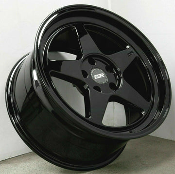 18x8.5 5x100 +30 ESR CR5 18" Gloss Black Wheels Set 4