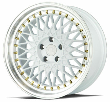 18x9.5 Aodhan AH05 AH5 5x100 +35 White With Machined Lip Wheels Rims Set (4)
