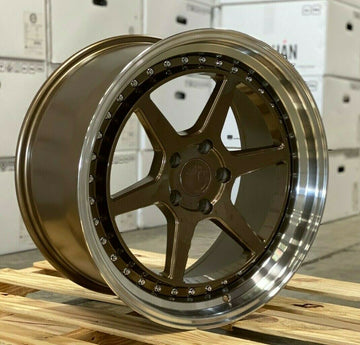 18x8.5 Aodhan DS09 Wheels 5x114.3 +35 Bronze Machined Lip Rims 18" Set 4