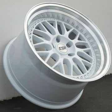19 Inch ESR SR01 White Machined Lip Wheels 19x9.5 +35 5x114.3 Rims Set 4