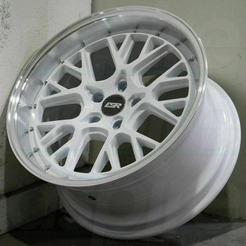 ESR CS11 White Machined Lip Wheels 18x9.5 / 18x10.5 +22 5x114.3 18 In Rims Set 4