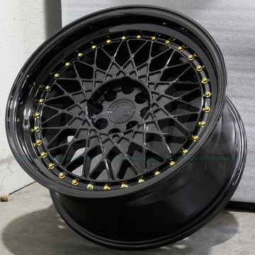 15" Aodhan Ah05 Black Wheels 15x8 4x100 / 4x114.3 +20 Mesh Rims Set 4