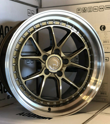 18x9.5 Aodhan DS08 Wheels Bronze Machined Lip 5x100 +35 Rims 18 Inch Set 4