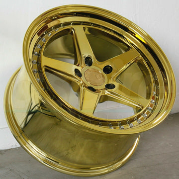 Gold Chrome Wheels 18" Aodhan DS5 DS05 18x9.5 +30 5x114.3 (Set 4)