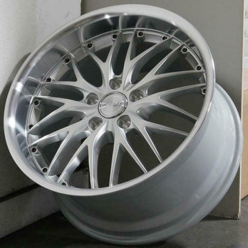 19" MRR GT1 Wheels Silver Machined Lip 19x8.5 +35 / 19x9.5 +40 5x120 Rims Set
